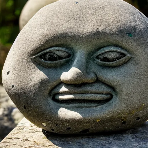 Prompt: statue grinning stone