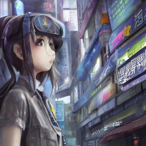 Image similar to dynamic composition, motion, ultra-detailed, incredibly detailed, a lot of details, amazing fine details and brush strokes, colorful and grayish palette, smooth, HD semirealistic anime CG concept art digital painting, watercolor oil painting of Clean and detailed post-cyberpunk sci-fi close-up schoolgirl in asian city in style of cytus and deemo, blue flame, relaxing, calm and mysterious vibes,, by a Chinese artist at ArtStation, by Huang Guangjian, Fenghua Zhong, Ruan Jia, Xin Jin and Wei Chang. Realistic artwork of a Chinese videogame, gradients, gentle an harmonic grayish colors. set in half-life 2, Matrix, GITS, Blade Runner, Neotokyo Source, Syndicate(2012), dynamic composition, beautiful with eerie vibes, very inspirational, very stylish, with gradients, surrealistic, dystopia, postapocalyptic vibes, depth of field, mist, rich cinematic atmosphere, perfect digital art, mystical journey in strange world