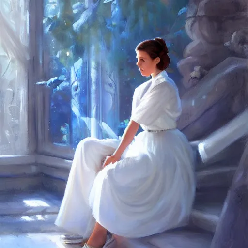 Image similar to Princess Leia, painting by Vladimir Volegov