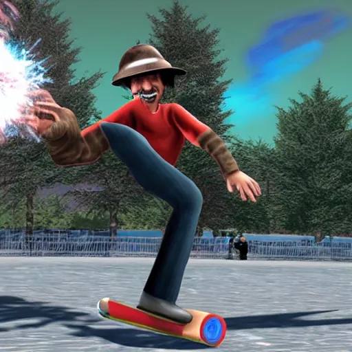 Image similar to albert einstein's pro skater for playstation 2, video game screenshot