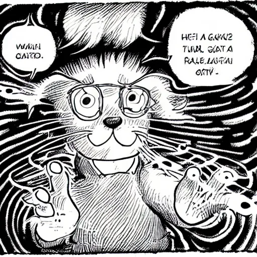 Image similar to Garfield drawn by Junji Ito, Manga panel