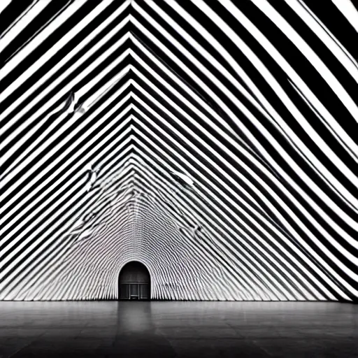 Image similar to hyperrealistic highly detailed modern church by zaha hadid in the tropical wood, strong lines, geometric, mystic, melancholy, lomography, scratches on photo, noise effect, blur effect, black and white color photograph, photorealistic shot, monochrome