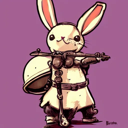 Prompt: bunny with helmet and sword by brian kesinger and james gurney, artstation