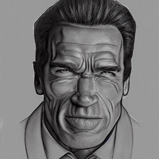 Image similar to Arnold Schwarzenegger as a character in the cartoon Winnie the Pooh. Pencil drawing