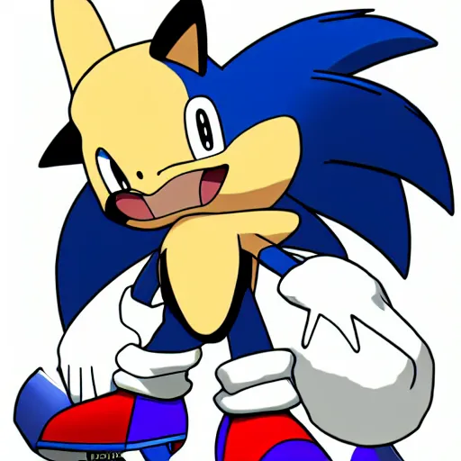 Image similar to pokemon that looks like sonic the hedgehog in pokemon style