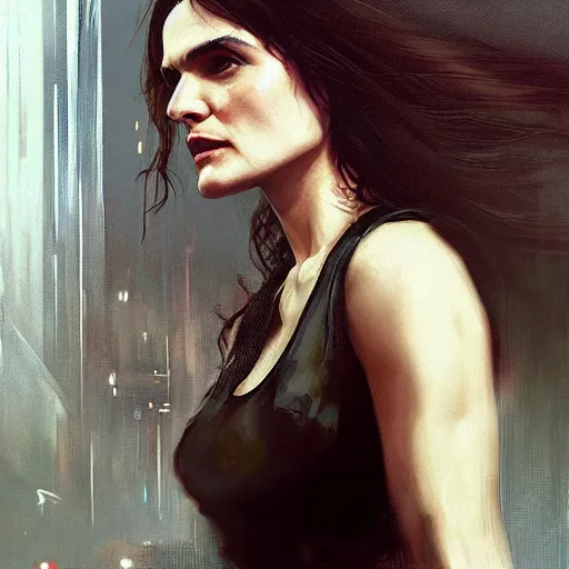 Image similar to rachel weisz, hyperrealistic portrait, bladerunner street, art of elysium by jeremy mann and alphonse mucha, fantasy art, photo realistic, dynamic lighting, artstation, poster, volumetric lighting, very detailed face, 4 k, award winning