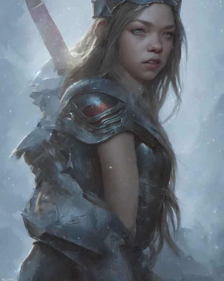 Image similar to portrait of sydney sweeney as an elf warrior, greg rutkowski, artstation, 4 k, matte painting, concept art