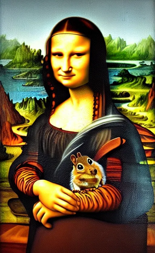 Image similar to Painting of a squirrel in a style of Mona Lisa