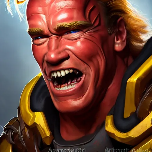 Image similar to a screenshot of arnold schwarzenegger as junkrat in overwatch, portrait, fantasy, beautiful face, vivid colors, elegant, concept art, sharp focus, digital art, hyper - realistic, 4 k, unreal engine, highly detailed, hd, dramatic lighting by brom, trending on artstation