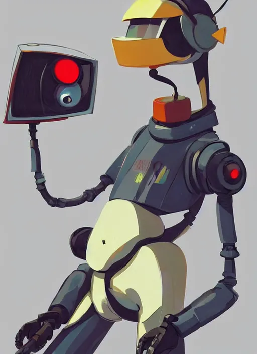 Prompt: canti, flcl, a robot singing on a microphone with a crt tv crt tv crt tv head and a bomber bomber bomber jacket!!!!!!! by daniel gerhartz and satoshi kon, character concept art, trending on artstation