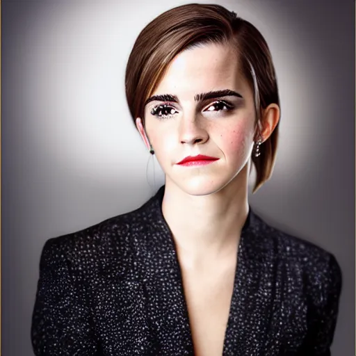 Prompt: Professional portrait of male Emma Watson. A photograph of Emma Watson as a man. Gender switched Emma Watson. Studio lighting
