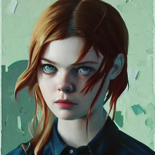 Prompt: Elle Fanning in Resident Evil 2002 picture by Sachin Teng, asymmetrical, dark vibes, Realistic Painting , Organic painting, Matte Painting, geometric shapes, hard edges, graffiti, street art:2 by Sachin Teng:4