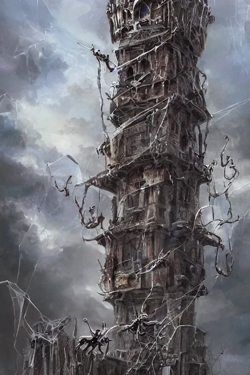 Image similar to the spider tower. fantasy art concept art. hyper realistic.