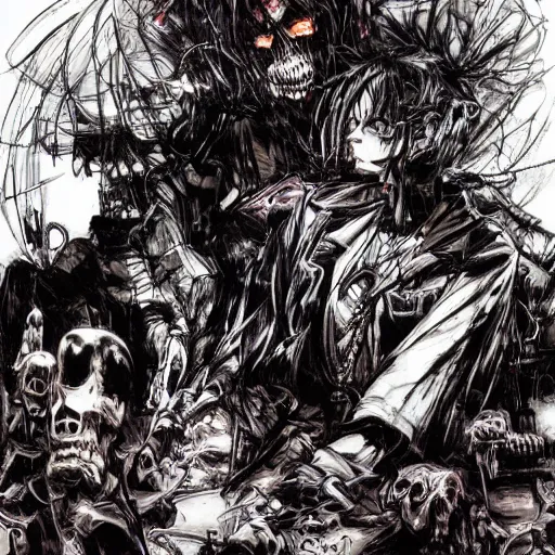 Image similar to horrific nightmare of the death train with the death conductor by godmachine dzo olivier scott fischer yoji shinkawa