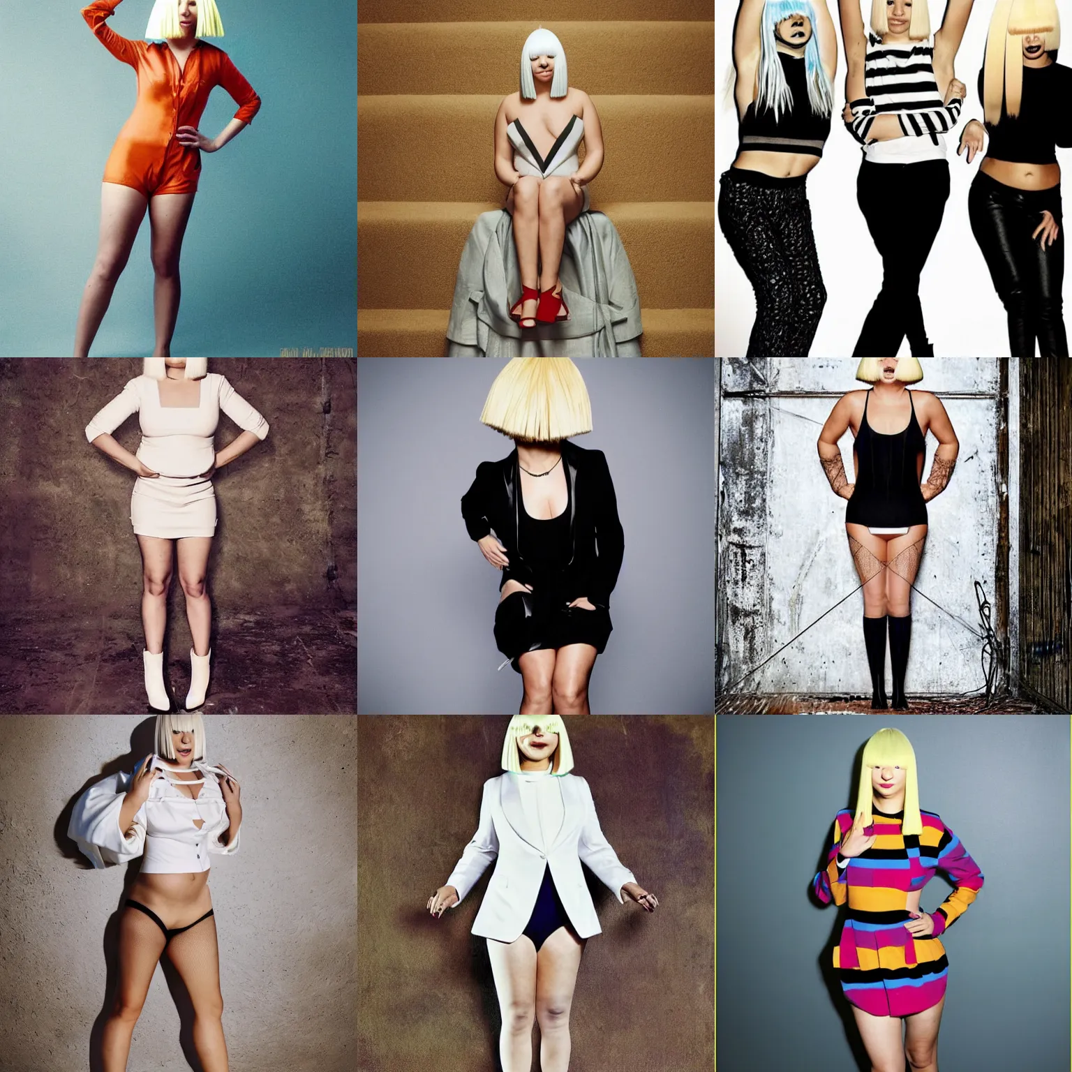 Sia Furler photoshoot full body paint, Stable Diffusion