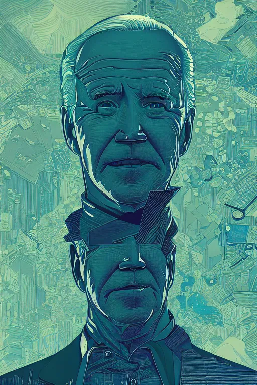 Prompt: portrait of joe biden standing, artstation winner by victo ngai, kilian eng and by jake parker vibrant colors, winning - award masterpiece, fantastically gaudy, aesthetic octane render, 8 k hd resolution