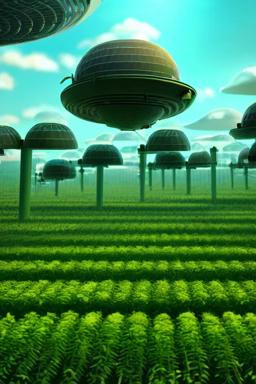 Image similar to vertical agriculture, solarpunk, studio ghibli, octane render, 4 k