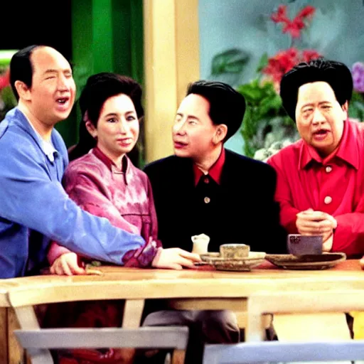 Image similar to A still of Mao Zedong in the 1990s sitcom Friends