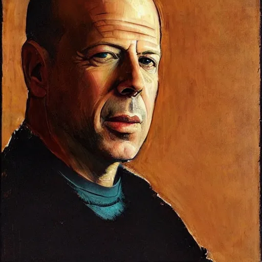 Image similar to “Bruce Willis, portrait by Amedeo Modigliani”