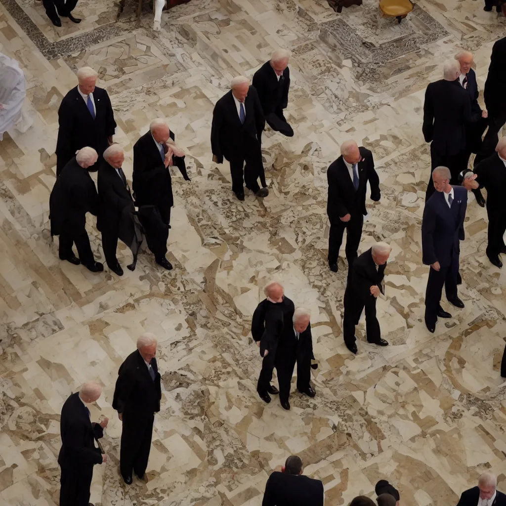 Image similar to Poopy pants joe Biden defecating in front of the pope in the Vatican award winning 35 millimeter photo by pete souza