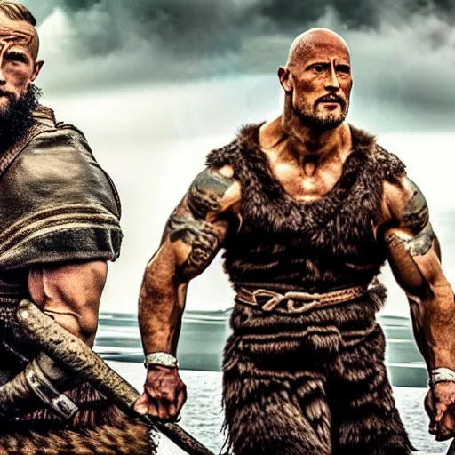 Image similar to dwayne johnson in vikings 4 k quality super realistic