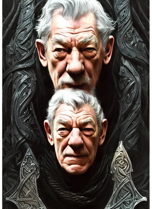 Image similar to ian mckellen as oscar diggs, intricate, d & d, wizard, fantasy, art nouveau, digital painting, trending on artstation, sharp focus, wide shot, illustration, global illumination, ray tracing, art by artgerm and greg rutkowski and ruan jia