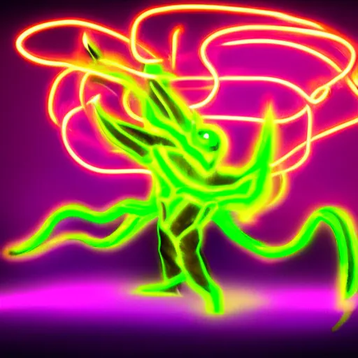 Prompt: creature concept of a neon elemental, whirling energy made of neon ( dramatic, cinematic, digital fantasy art )