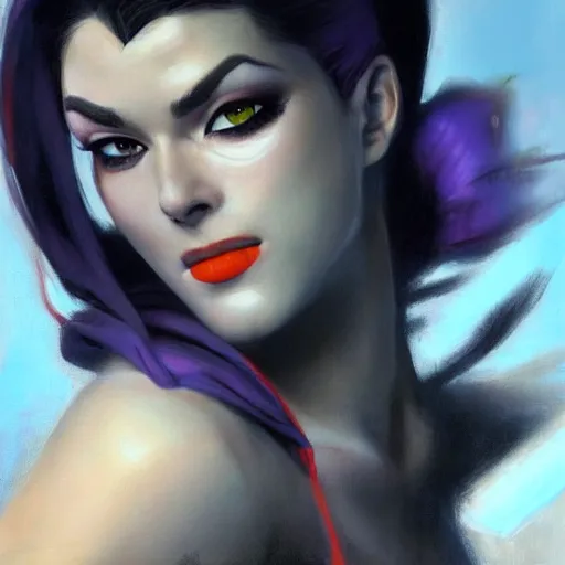 Prompt: ultra realistic portrait painting of widowmaker from overwatch, art by frank frazetta, 4 k, ultra realistic, highly detailed, epic lighting.