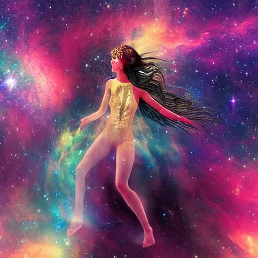 Image similar to a goddess made of a nebula