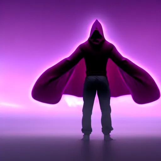 Image similar to purpur tentakel. super realistic 8 k render of a dark hooded powerful elegant, cinematic composition