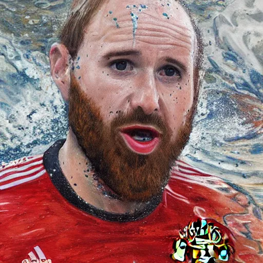 Image similar to a detailed portrait painting of joel glazer drowning in quicksand, manchester united