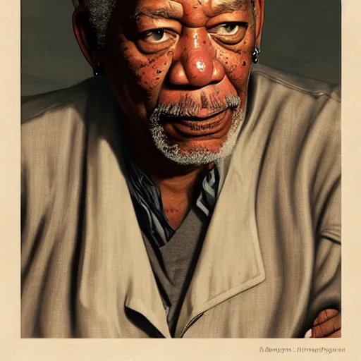 Image similar to morgan freeman in fullmetal alchemist, closeup portrait art by donato giancola and greg rutkowski, vintage retro, realistic face, digital art, trending on artstation, symmetry!!