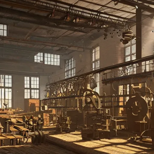 Image similar to factories of the industrial revolution in europe, highly detailed, photorealistic shot, bright studio setting, studio lighting, crisp quality and light reflections, unreal engine 5 quality render