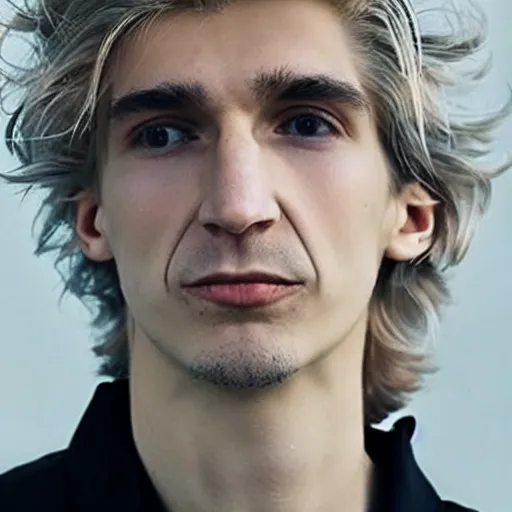 Image similar to a closeup photo of really handsome xqc smoking,