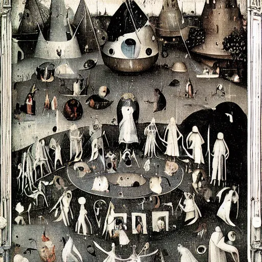Prompt: garden of artificial intuition. hieronymus bosch.