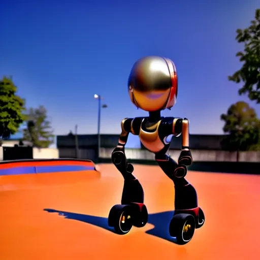 Prompt: cel shaded 3 d render of a robot on roller skates, at a skate park, unreal engine, octane render, thick and bold black outlines, gorgeous, advanced lighting technology, stylized and expressive, perfect anatomy, by thomas kinkade and greg rutkowski and hayao miyazaki and akira toriyama