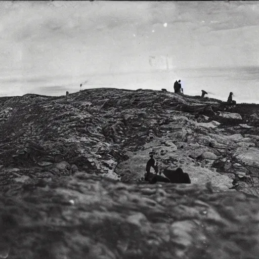 Prompt: photo of people on the edge of the world taken by the photographer Oscar Gustave Rejlander