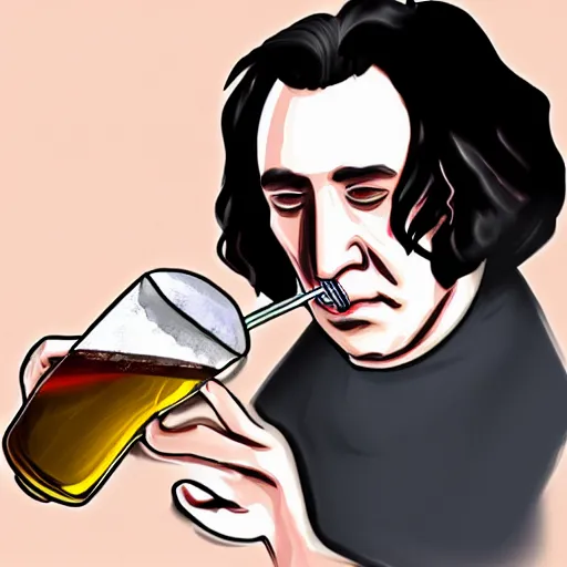 Image similar to Snape drinking from a beer bong digital art