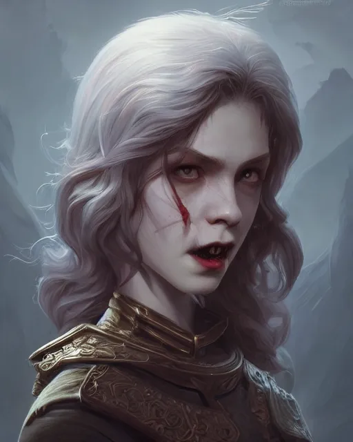 Image similar to young vampire, highly detailed, d & d, fantasy, highly detailed, digital painting, trending on artstation, concept art, sharp focus, illustration, global illumination, shaded, art by artgerm and greg rutkowski and fuji choko and viktoria gavrilenko and hoang lap