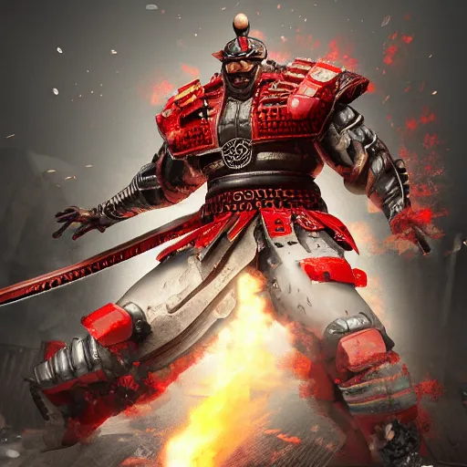 Image similar to a powerful shogun, ultra realistic, hyper detailed, cinematic, action pose, digital art, trending on artstation,