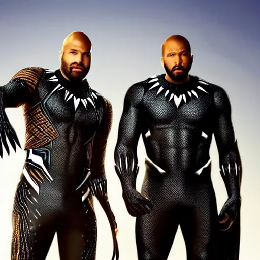 Image similar to key and peele as black panther. professional high budget studio portrait