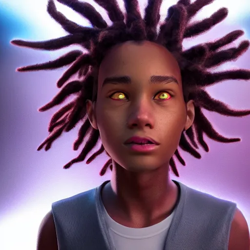 Image similar to Boy with dreadlocks, Disney's Encanto style, trending on artstation, ludicrous lighting, volumetric lighting, concept art, 4k, 8k, trending on artstation.