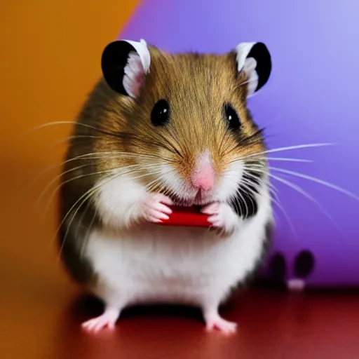 Prompt: a hamster in amogus costume