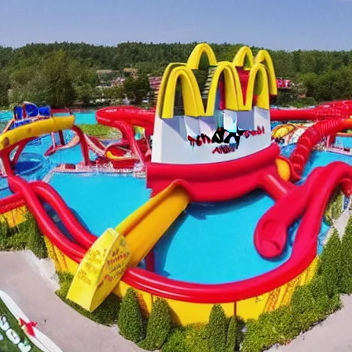 Image similar to a 5 star mcdonalds themed waterpark