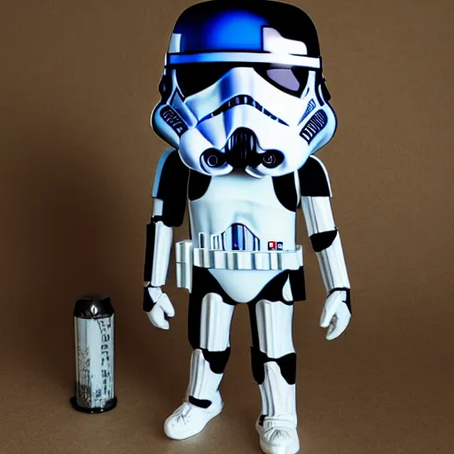 Image similar to yannic kilcher cosplay translucent subsurface scattering stormtrooper, stop motion vinyl action figure, plastic, toy, butcher billy style