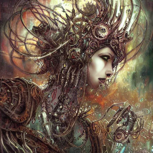 Image similar to cybernetic demon dreaming, lsd, circuitry, intricate detail, royo, whealan, hd,