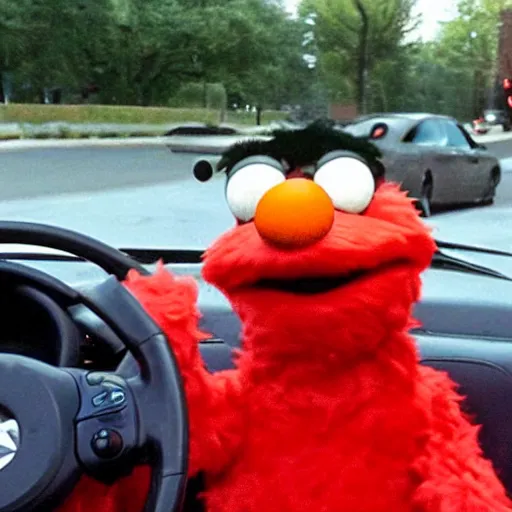 Image similar to elmo drunk driving with his pals