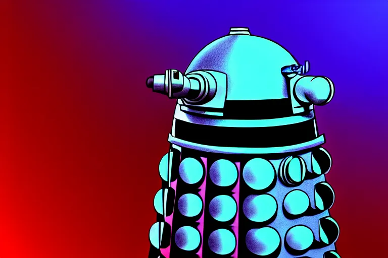 Image similar to daleks!, in the style of john avon and derek riggs and eva widermann, trending on artstation, halfrear lighting closeup view anaglyph filter, bokeh, anime, colored pencil art, belle epoque