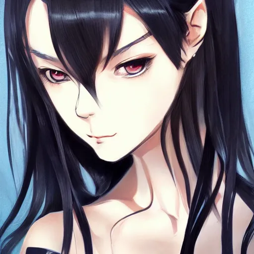 Image similar to portrait of a beautiful girl with long black hair, wearing police riot uniform, drawn by WLOP, by Avetetsuya Studios, attractive character, colored sketch anime manga panel, trending on Artstation