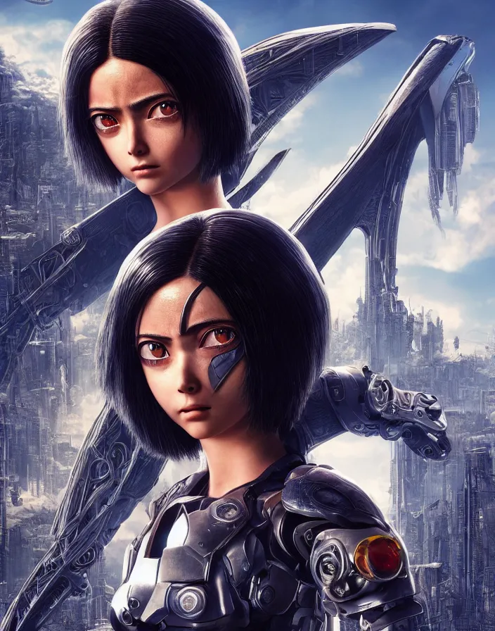 Image similar to alita battle angel. intricate artwork. octane render, trending on artstation, very coherent symmetrical artwork. cinematic, hyper realism, high detail, octane render, 8k, matte painting, 3d